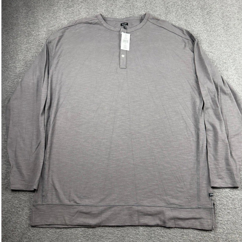 Good Man Brand Henley Shirt Men's XXL Magnet Gray Long Sleeve Cotton Slub G381-1